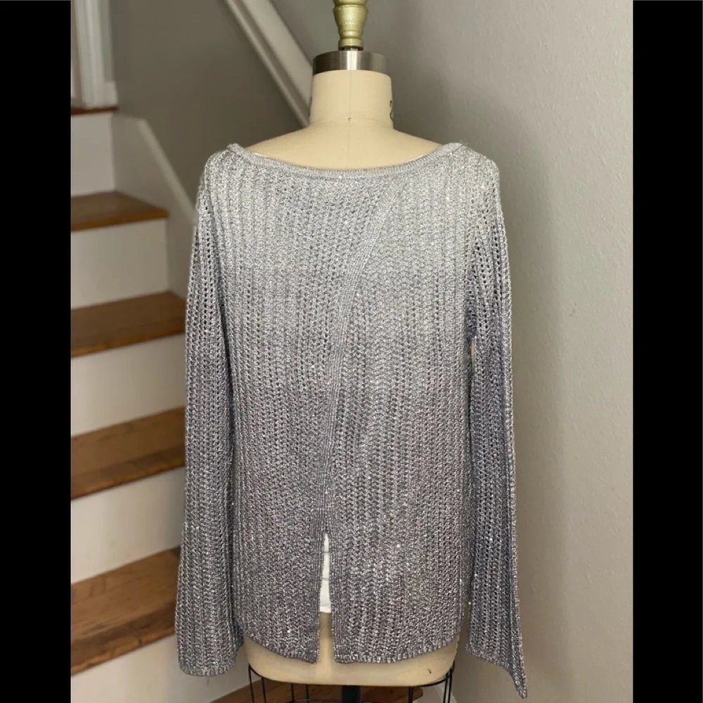 WHBM Silver Sparkly Ombré Sweater Top Combo - Picture 4 of 13
